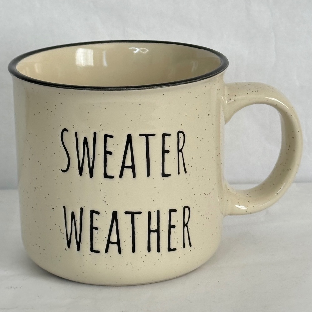 Capelli New York Sweater Weather Beige Farmhouse Wide Coffee Mug 2022 16 oz.